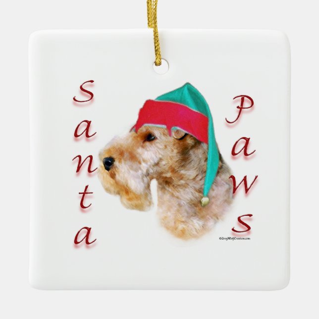 Lakeland Terrier Santa Paws Keramikornament (Vorderseite)