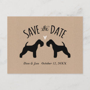 Lakeland Terrier Silhouetten Hochzeit speichern da Ankündigungspostkarte
