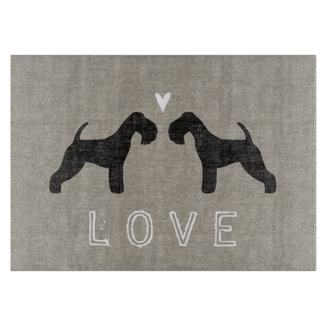Lakeland Terrier Silhouetten Liebe Schneidebrett (Vorderseite)