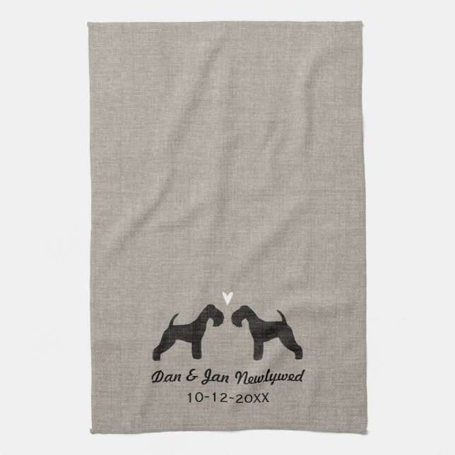 Lakeland Terrier-Silhouetten mit Herz und Text Handtuch (Vertikal)
