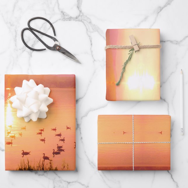 Lakeshore Sunset Sunrise Lake Arrowhead Geschenkpapier Set (Vorderseite)