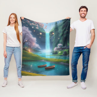 "Lakeside Calm - Türkisblaue Gewässer & Rowboats G Fleecedecke