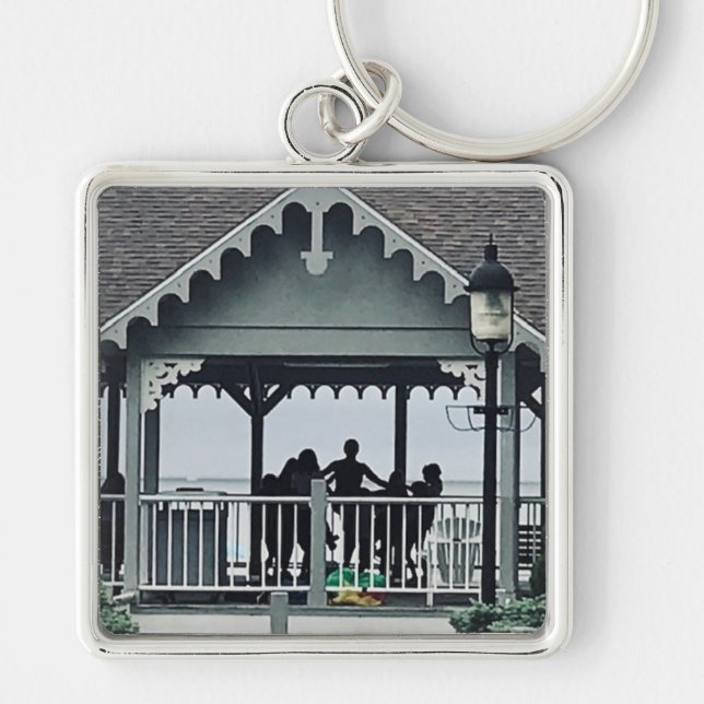 Lakeside Chautauqua Yoga Silhouette Print Schlüsselanhänger (Vorne)