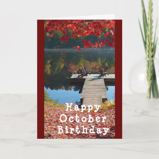 LAKESIDE GREETING *GLÜCKLICHES OKTOBER GEBURTSTAG* KARTE (Vorderseite)