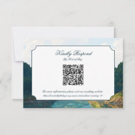 Lakeside Mountain Valley Wedding QR code RSVP Card Karte