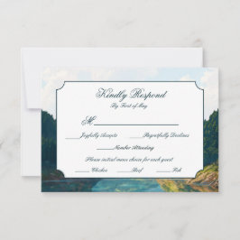 Lakeside Mountain Valley Wedding RSVP Card