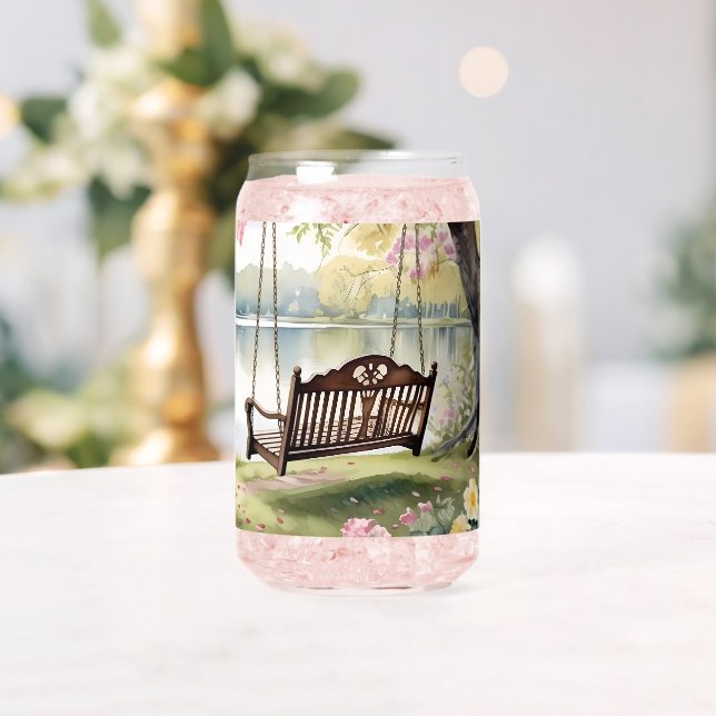Lakeside Swing dans le jardin d'aquarelle romantiq (Insitu (Mariage))