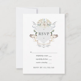 Lakeside Wedding Monogram Wappen RSVP Karte
