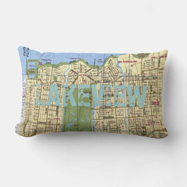 LAKEVIEW: New Orleans Karte Lendenkissen (Vorderseite)