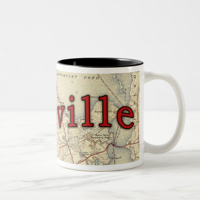 Lakeville Massachusetts Alte Karte Zweifarbige Tasse (Rechts)