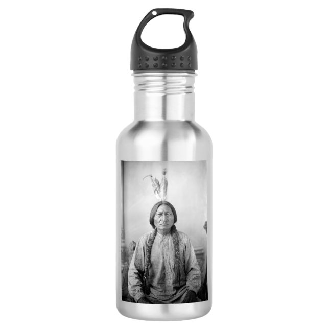 Lakota Leader sitzt Bull Native Amerikanische Urei Edelstahlflasche (Vorderseite)