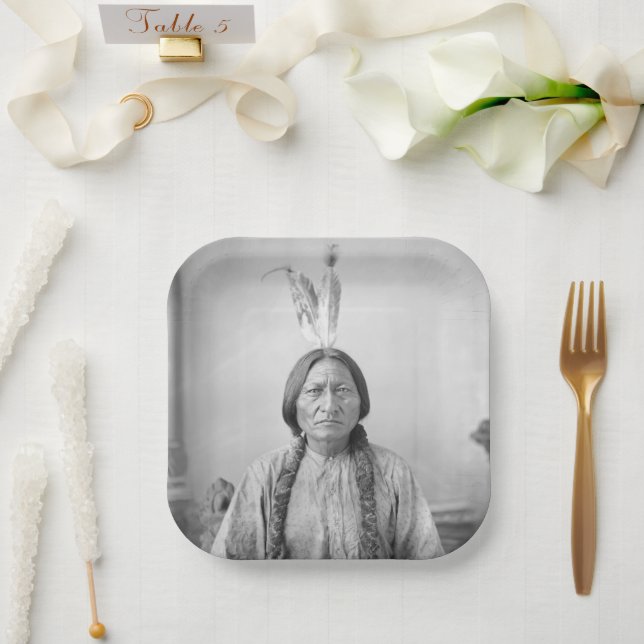 Lakota Leader sitzt Bull Native Amerikanische Urei Pappteller (Hochzeit)