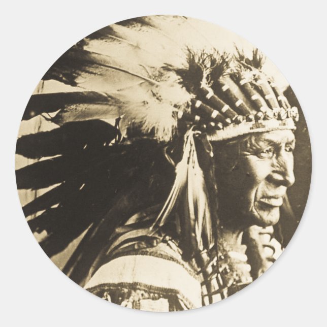Lakota Sioux Chief White Swan Runder Aufkleber (Vorderseite)