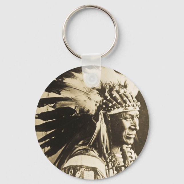 Lakota Sioux Chief White Swan Schlüsselanhänger (Vorderseite)