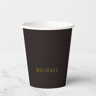 Lakritz Schwarz Gold Minimalistisch Schlicht Moder Pappbecher