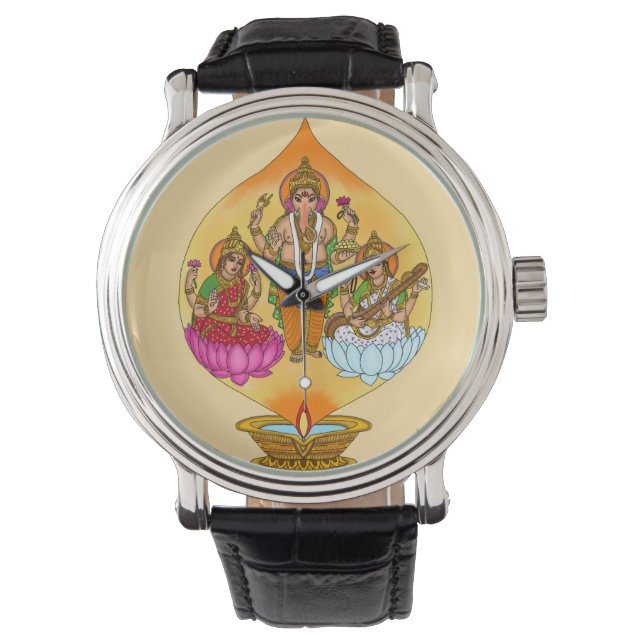 Lakshmi Ganesh Wall Clock Armbanduhr (Vorderseite)