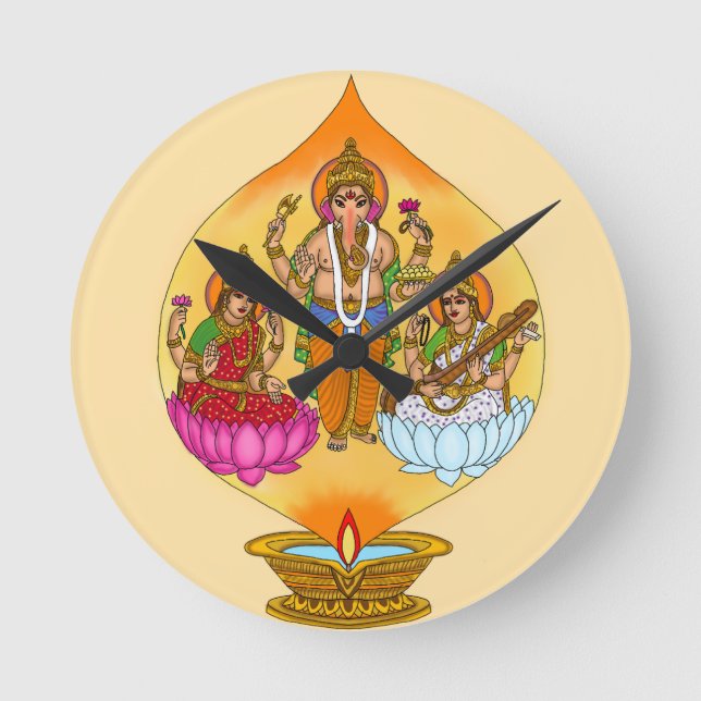 Lakshmi Ganesh Wanduhr (Vorderseite)
