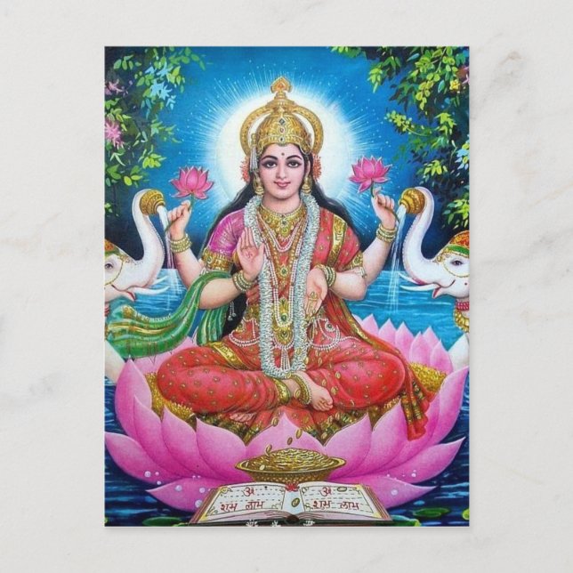 Lakshmi Goddess of Love, Prosperity, and Wealth Postkarte (Vorderseite)
