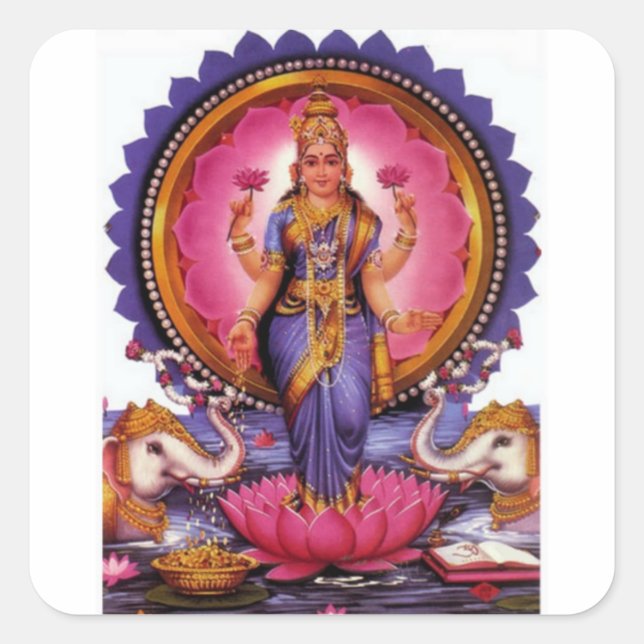 Lakshmi - Göttin des Reichtums, des Glücks und der Quadratischer Aufkleber (Vorderseite)