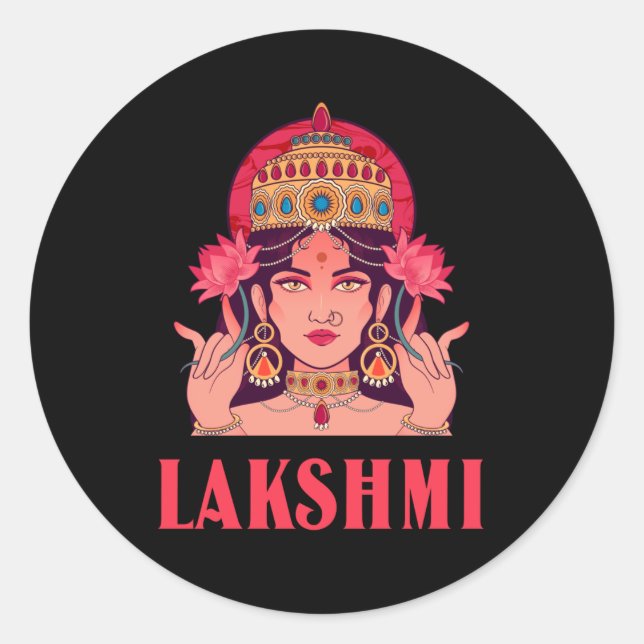 Lakshmi ist die Göttin des Glücks Runder Aufkleber (Vorderseite)