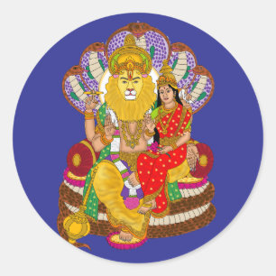 Lakshmi Narasimha-Aufkleber Runder Aufkleber
