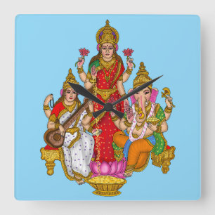 Lakshmi Saraswati Ganesha Wanduhr