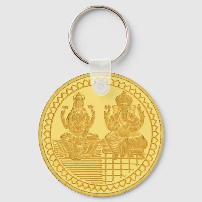 LAKSHMI UND GANESH GOLD COIN DESIGN SCHLÜSSELANHÄNGER (Vorderseite)