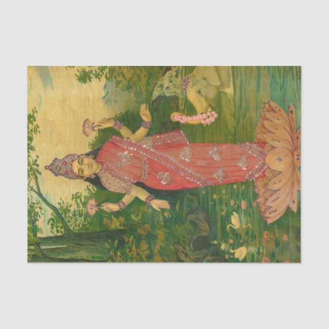 Lakshmi von Raja Ravi Varma Seidenpapier (Vorderseite)