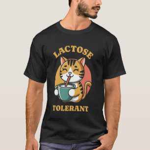 Laktose-Tolerante Lustige Katze Trinkt Retro T-Shirt