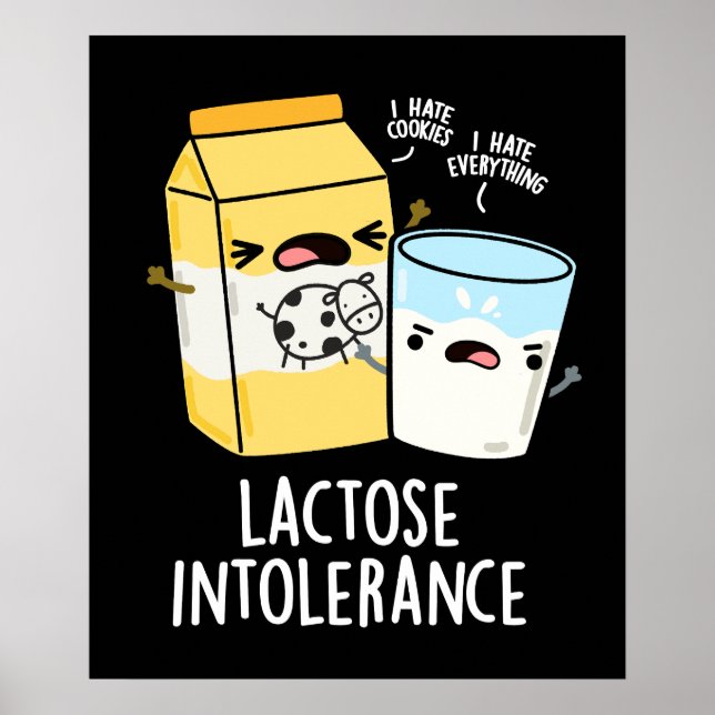 Laktoseintoleranz Funny Milk Pun Dark BG Poster (Vorne)