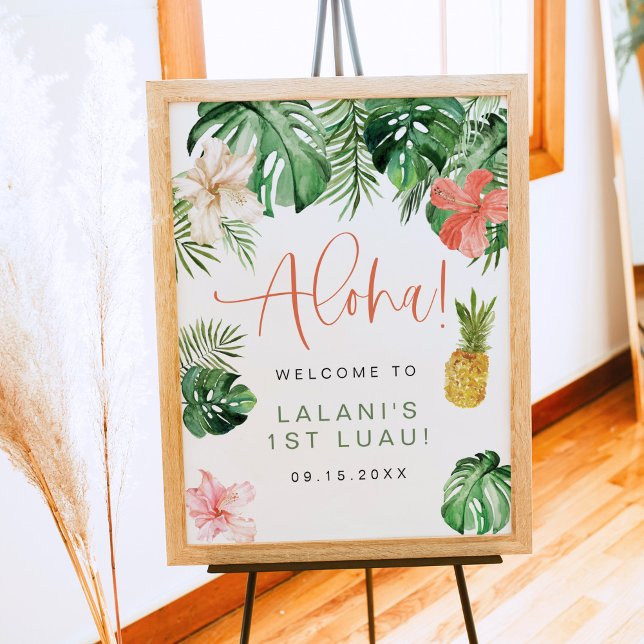 LALANI Tropical Pink Hibiskus Luau 1. Geburtstag Poster (Von Creator hochgeladen)