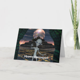 L'alien rencontre la carte de joyeux anniversaire
