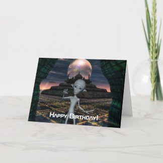 L'alien rencontre la carte de joyeux anniversaire