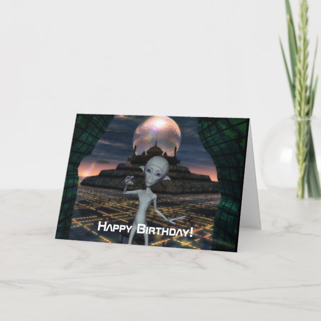 L'alien rencontre la carte de joyeux anniversaire (Devant)