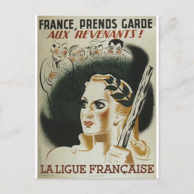 Laligue Francaise Propaganda Poster Postkarte (Vorderseite)