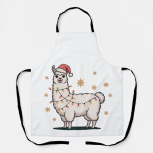 Lama Alpaka mit Weihnachtsmannmütze und Weihnachts Schürze
