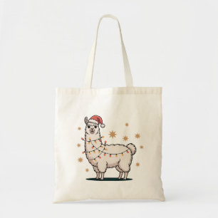Lama Alpaka mit Weihnachtsmannmütze und Weihnachts Tragetasche