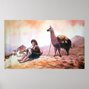 Lama-Bild Cuzco Peru Poster