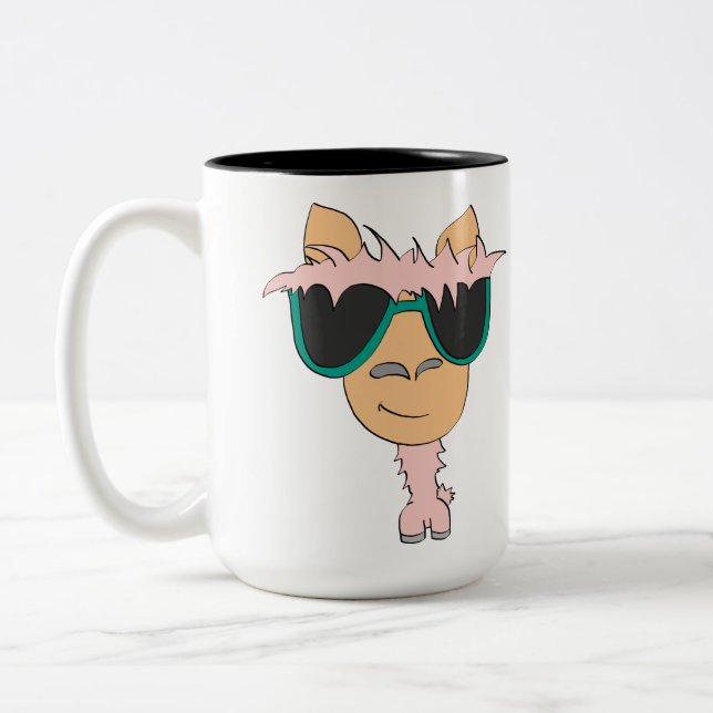 Lama bleibe im Bett Zweifarbige Tasse (Links)