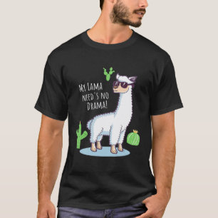 Lama braucht kein Drama Lama Kaktus Design T-Shirt