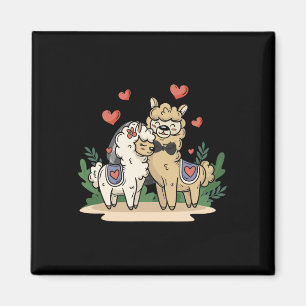 Lama Bride and Groom Wedding Art Matching Couple Magnet
