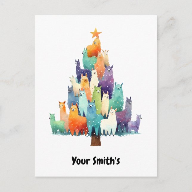 Lama Christmas Feiertagspostkarte (Vorderseite)