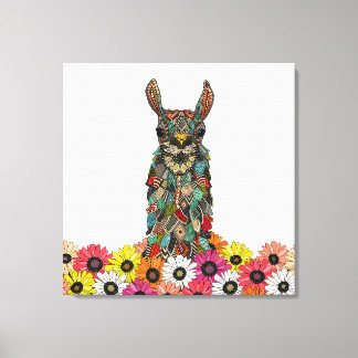 Lama daisy Liebe weiß Leinwanddruck