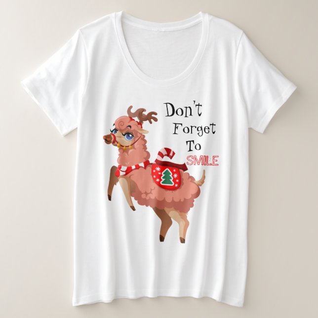 lama en T-shirt Noël Plus Taille (Design devant)