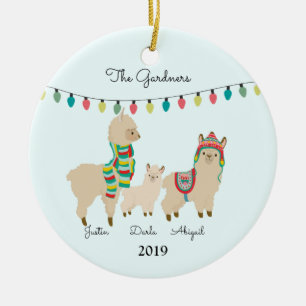 Lama-Familie von drei Weihnachten Keramik Ornament