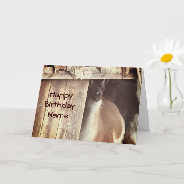 Lama Farm Animal Personalisiert Birthday Card Karte (Kleine Pflanze)