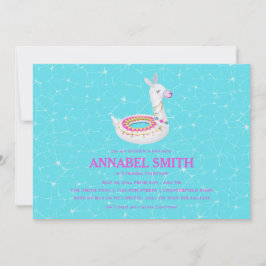 Lama-Floss-Geburtstags-Pool-Party Einladung