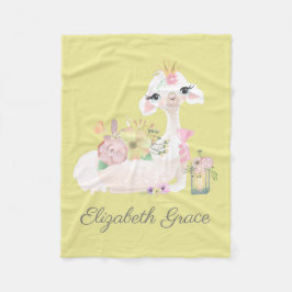Lama Gelb und Weiß mit Blume Baby Blanket Fleecedecke