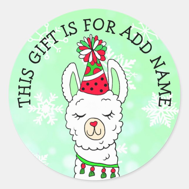 Lama-Geschenktafel, Dieses Geschenk ist zu Weihnac Runder Aufkleber (Vorderseite)