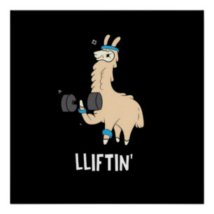 Lama im Fitnessraum - Gewichte heben Poster